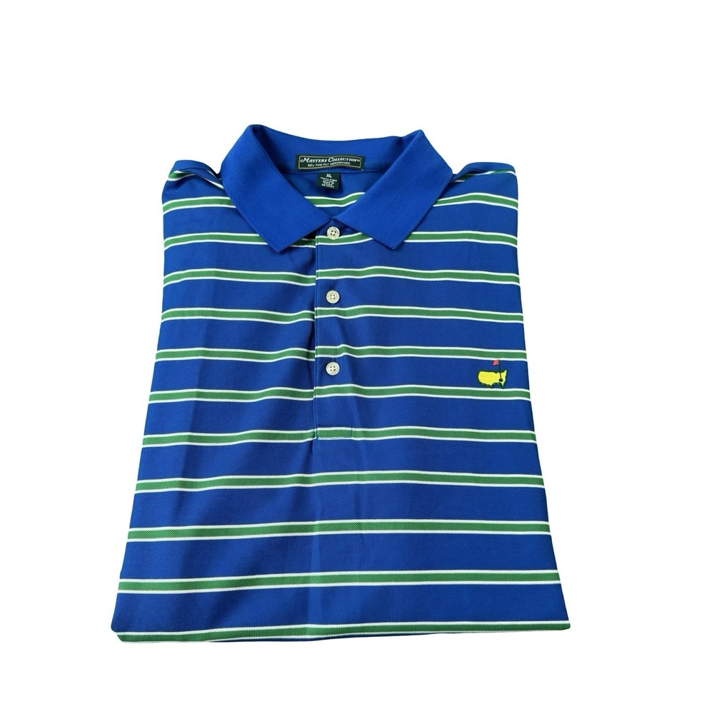 Masters Collection Blue Green Striped Pima Cotton Mens S/S Golf Polo Size XL